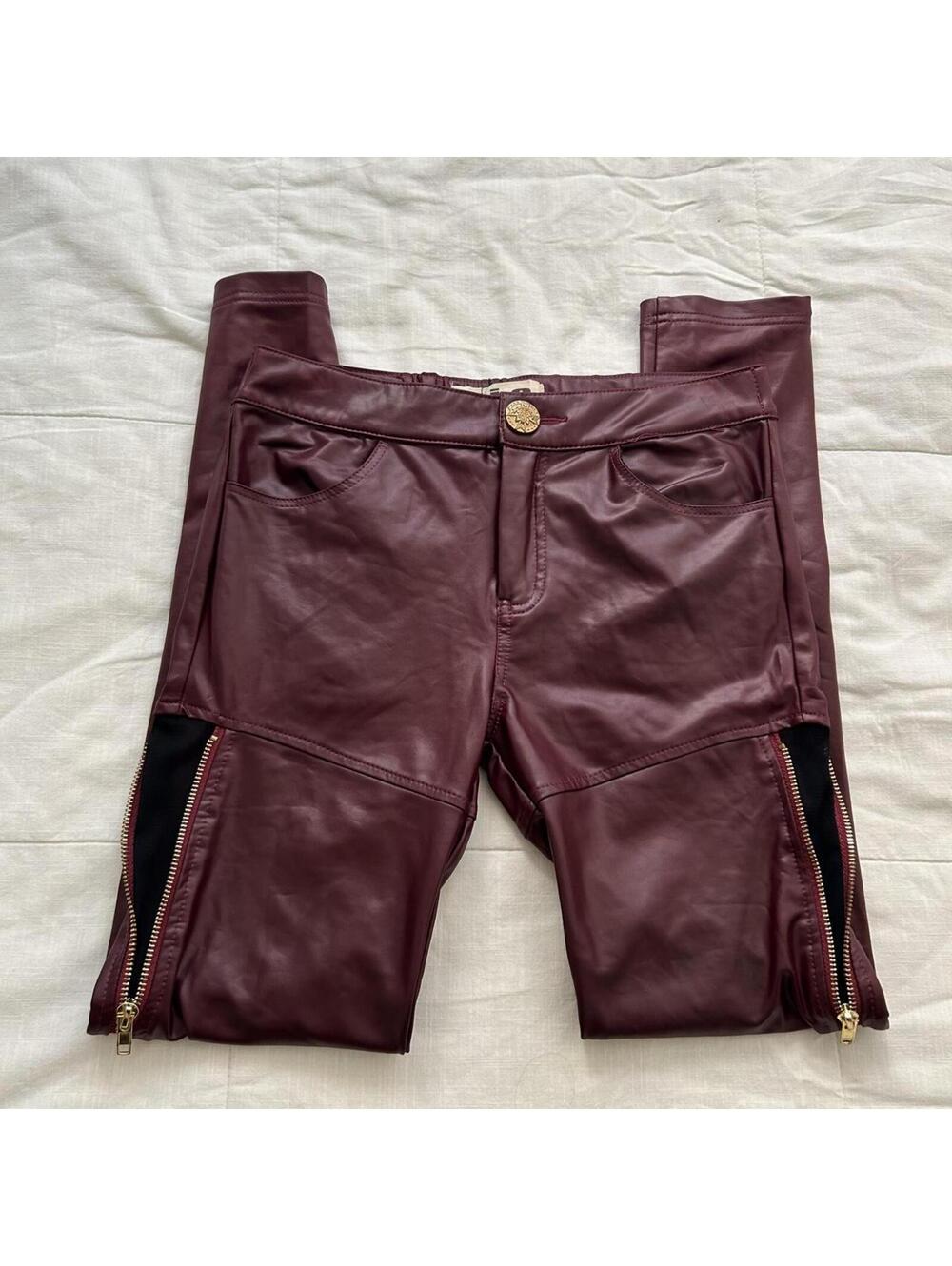 NWT d.i.a. Faux Leather Skinny Pants Gyaru McBling Zipper Detail XS Japan